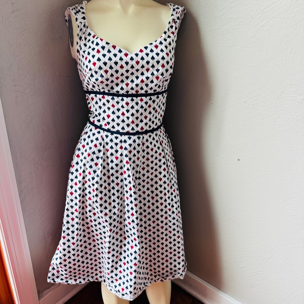 Eshakti cotton fit and flare dress with spade print size 10 sleeveless